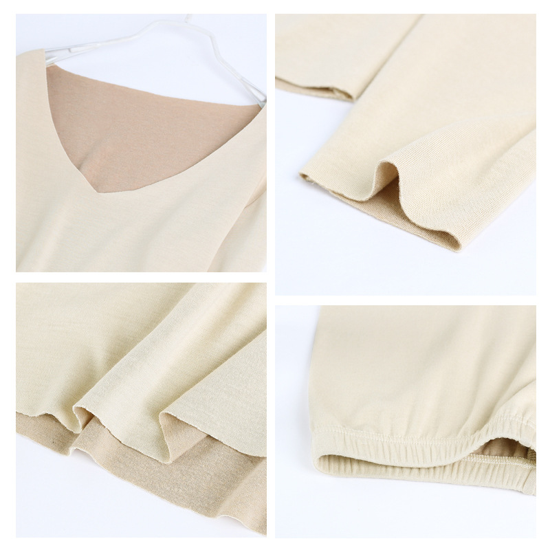 Custom Lable Silk Thermal Underwear Black Long Johns Set for Women
