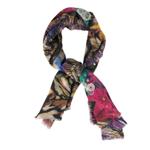 Custom Printed Multicoloured Narrow Silk Wool Scarf Wholesale