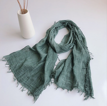 Wholesale Green Color 100% Cotton Soft Smooth Long And Thin Style Scarf for Women