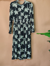 Custom Luxury Plus Size Floral Silk Dress with Long Sleeve in Bulk