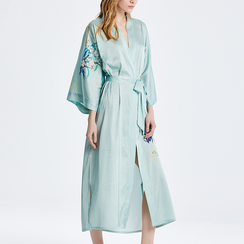 16/19/22 Momme Mulberry Silk Classic Full Length Silk Robe For