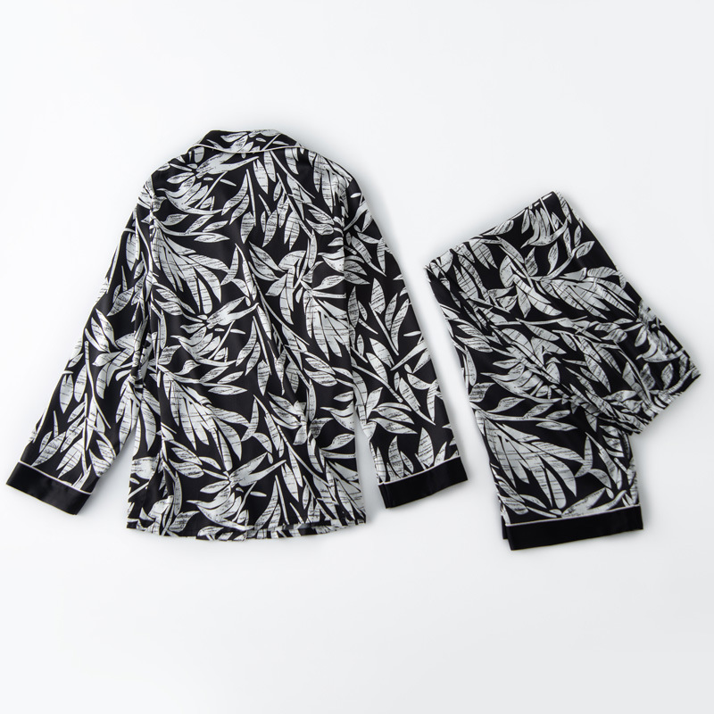 Wholesale and Custom Logo Mulberry Silk Printed Long-sleeve Best Pajamas Set for Ladies