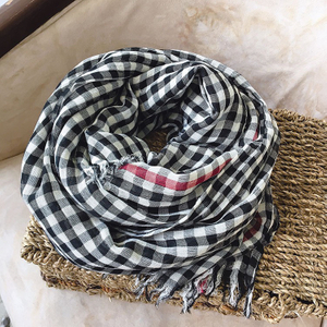 Custom Sustainable Checked 50% Cotton 50% Modal Blend Shawl Plaid Scarf