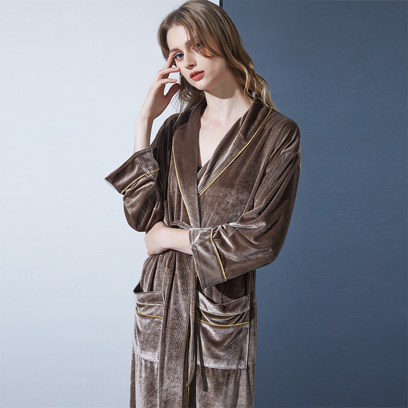 Wholesale Silk Velvet Kimono Robe Soft Warmth Bathrobe for Women