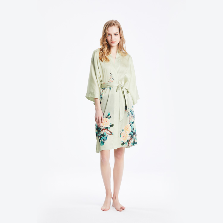 light green silk robe