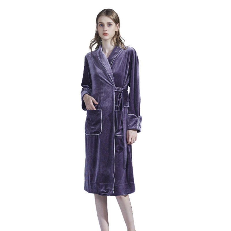 Women's Silk Velvet Robe with Attached Belt Kimono Robe Short Bridal