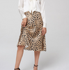Designer 100% Pure Mulberry Printed Leopard Mid Length Silk Skirts For Women