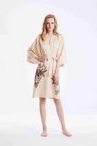 Womens Short Satin Silk Pink Rose Kimono Robe Nightgown Bulk Buy Wholesale