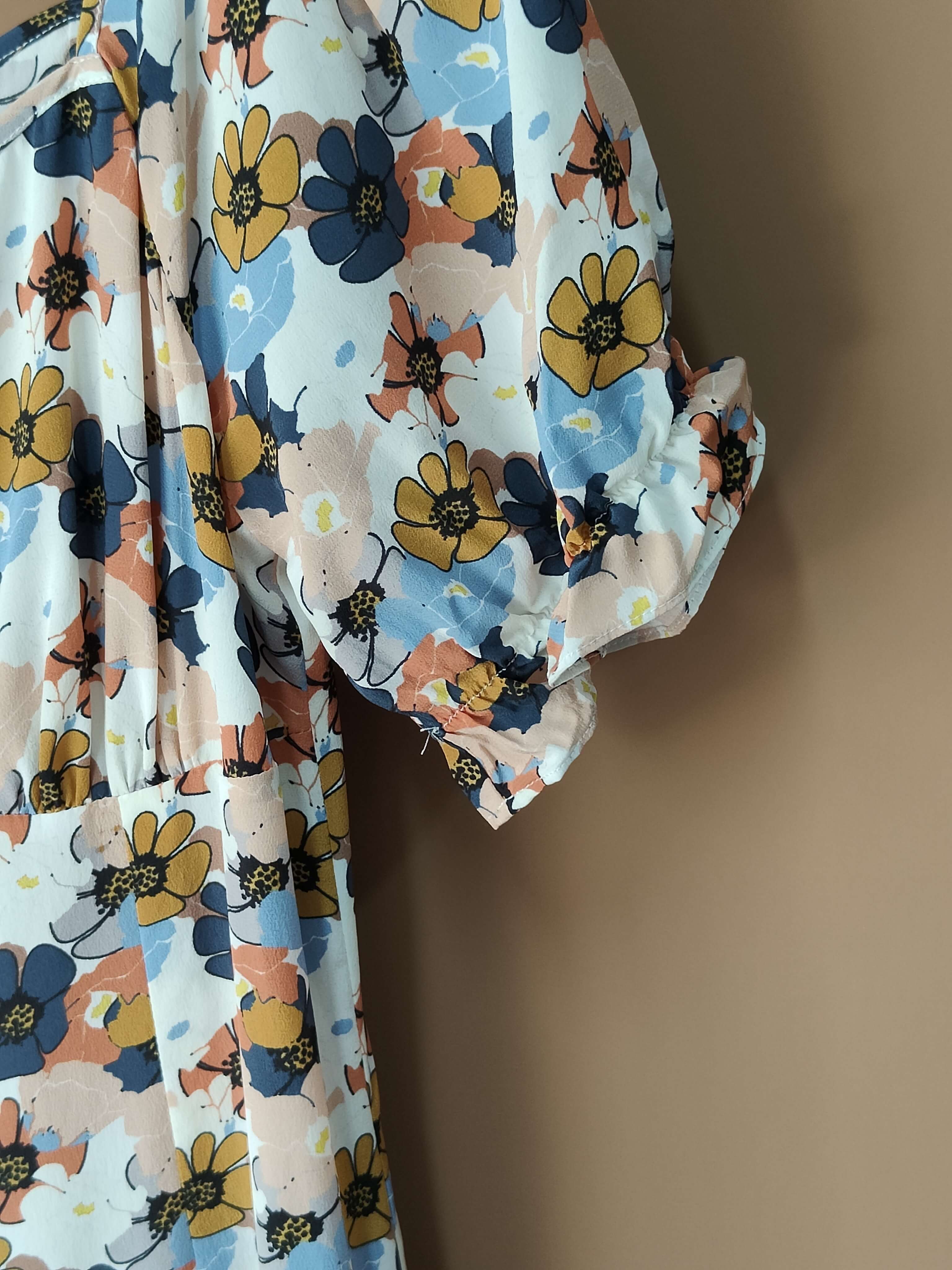 Custom Pritning Floral Short Silk Maxi Dress for Ladies in Bulk