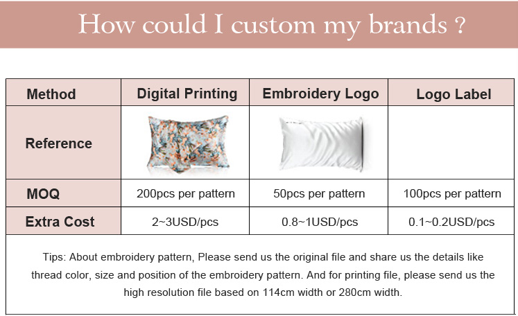 custom silk pillow case with your logo